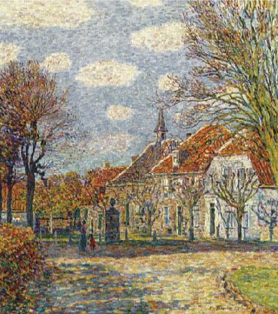 Paul Baum Town Hall in St. Anna France oil painting art
